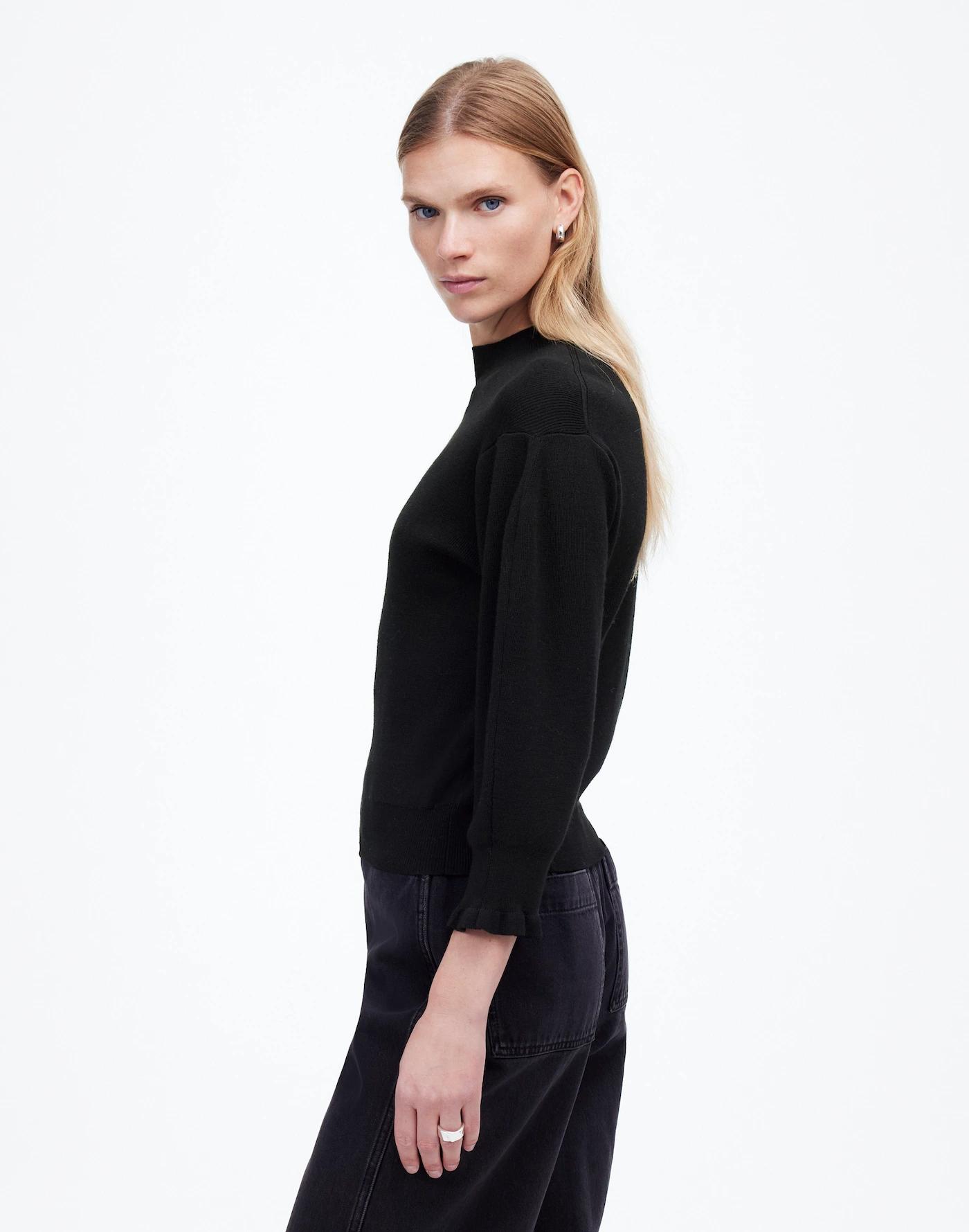 Merino Wool Ruffle Mockneck Sweater Product Image