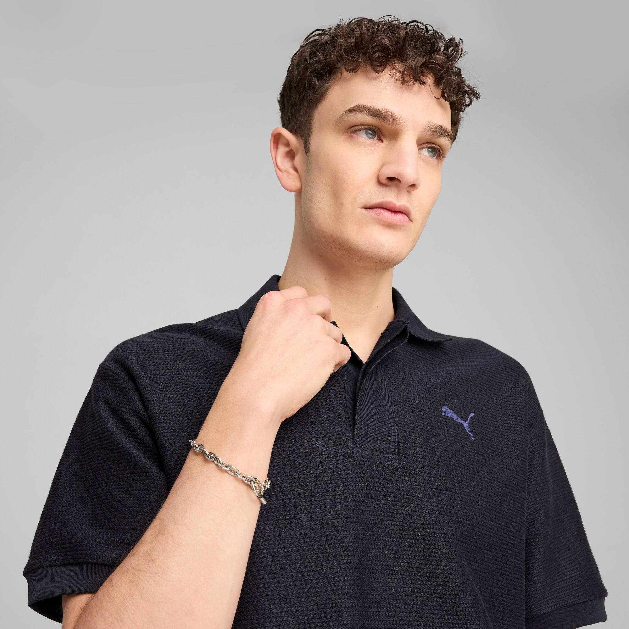 PREMIUM ESSENTIALS Men's Relaxed Jacquard Polo Product Image