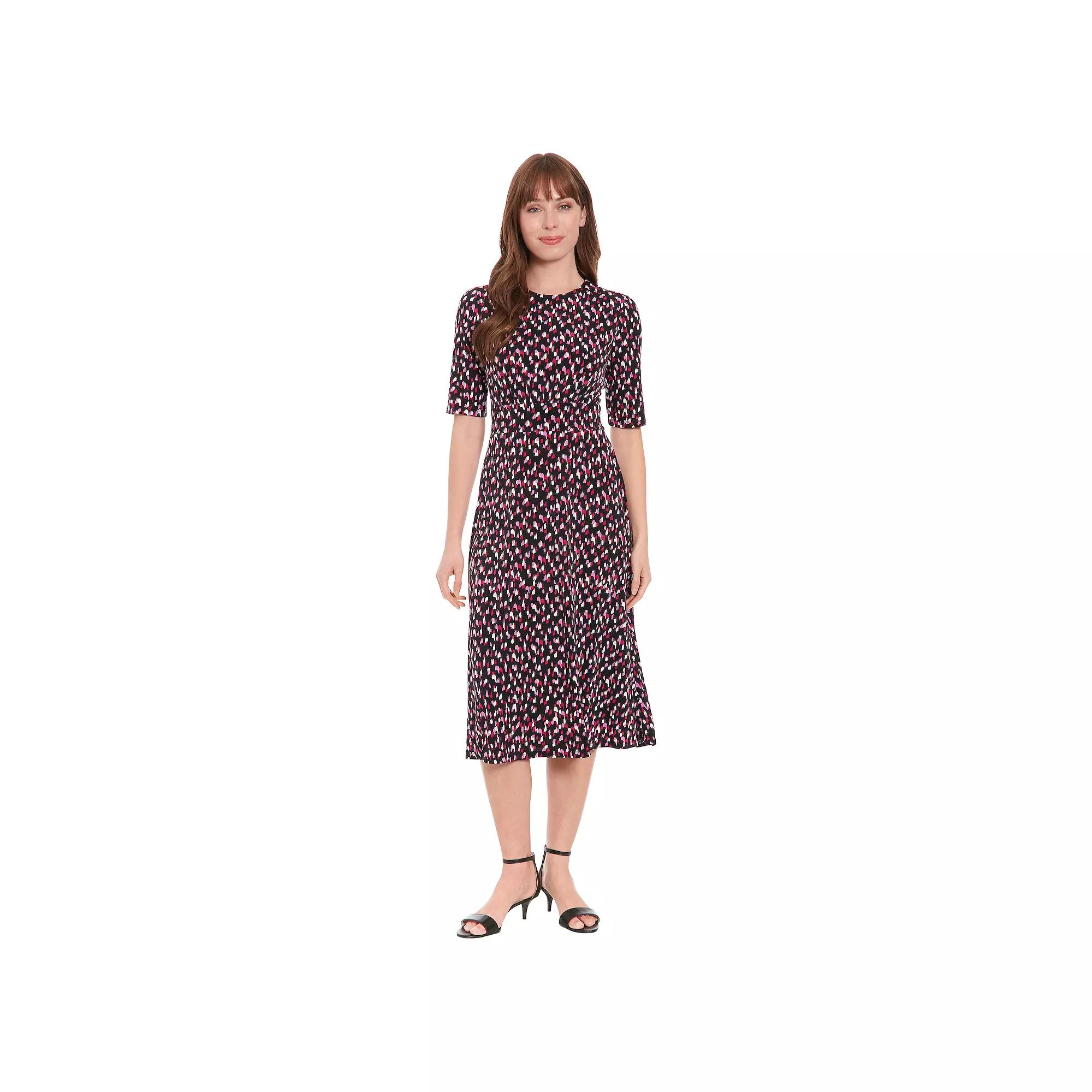 Women's London Times Printed Midi A-Line Dress, Size: 10, Black Orchid Product Image