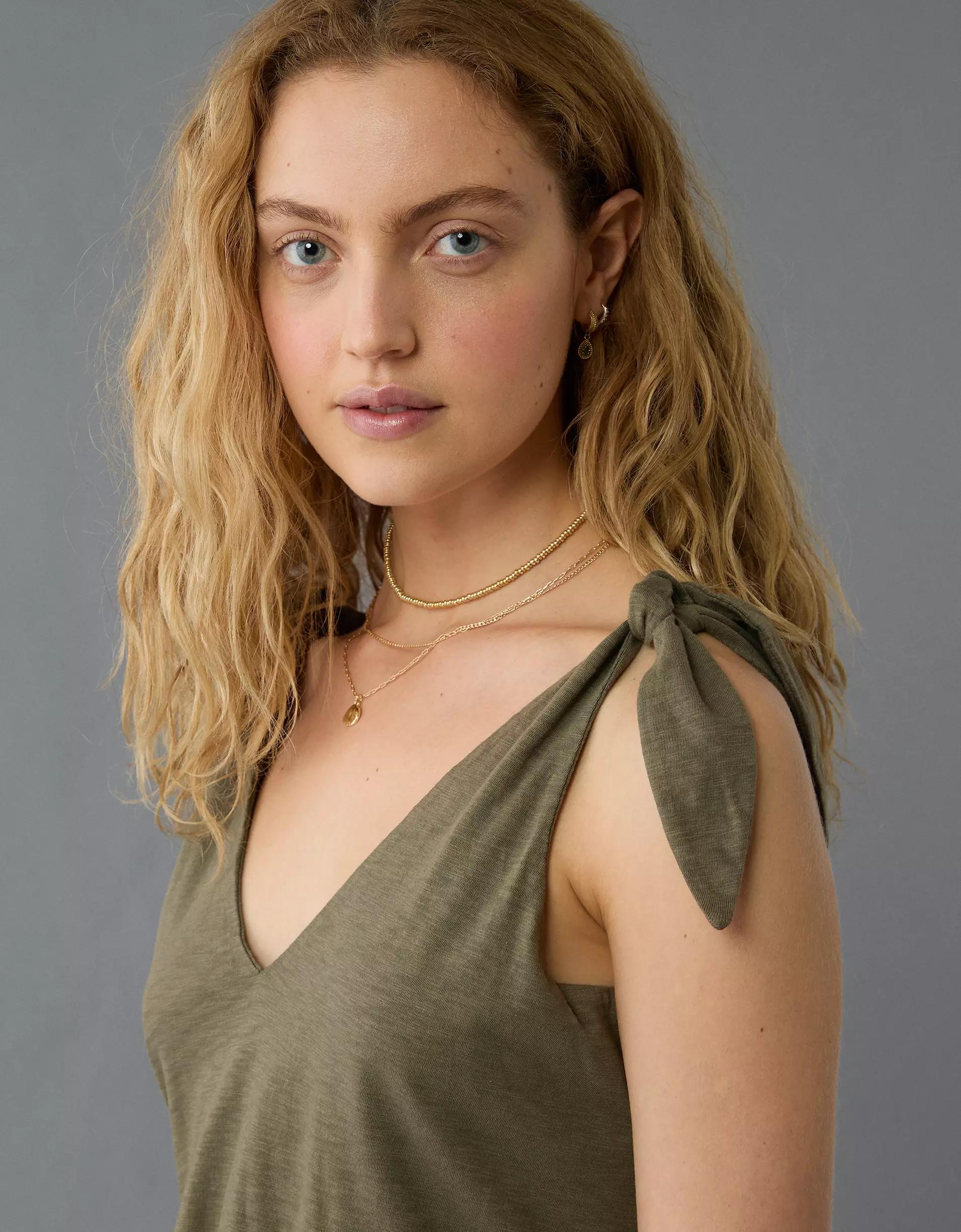 AE Sunchaser Knit Tie Shoulder Mini Dress Product Image