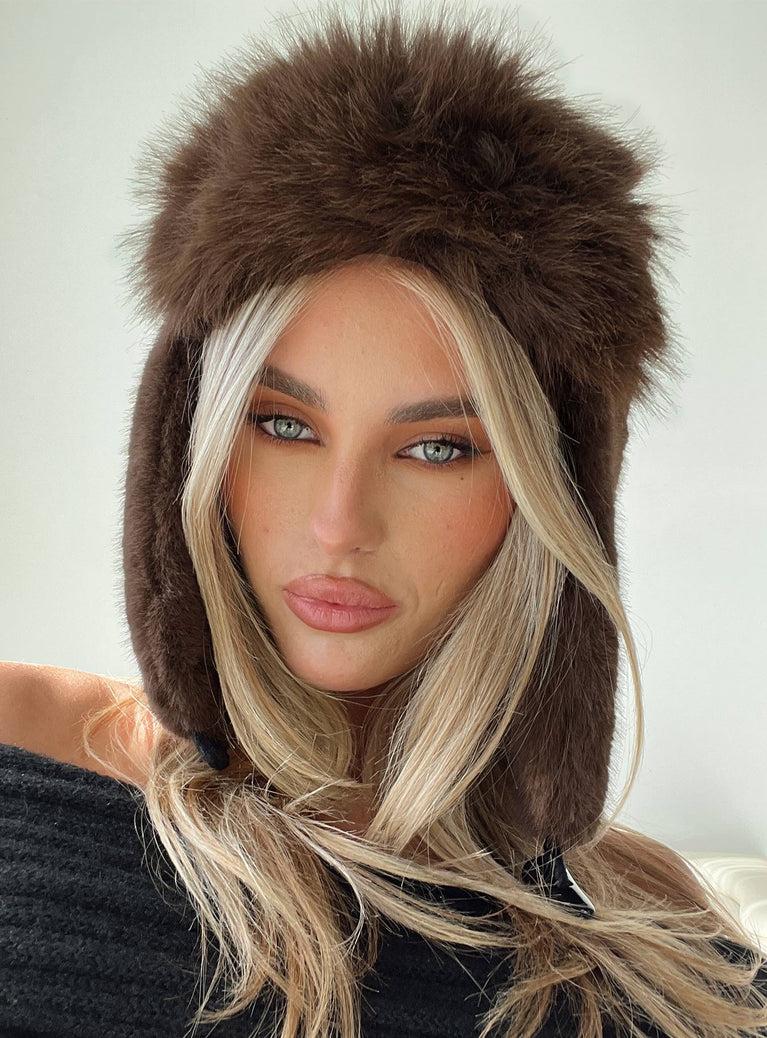 Woolfe Fluffy Hat Brown Product Image