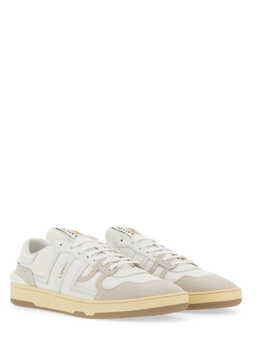 LANVIN Mesh And Leather Clay Sneakers With In White Product Image
