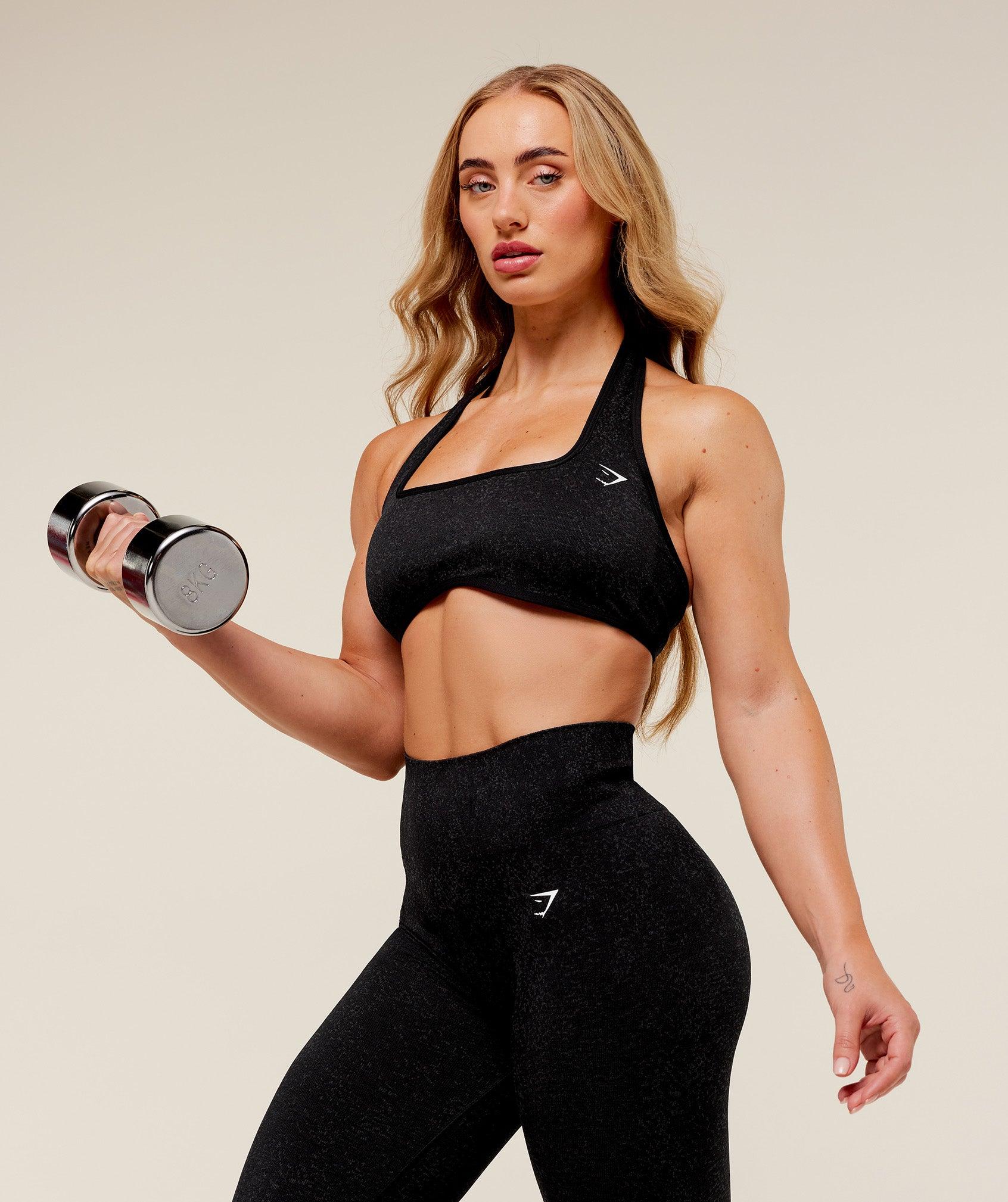 Gymshark Adapt Fleck x Whitney Halterneck Sports Bra - Black Female Product Image