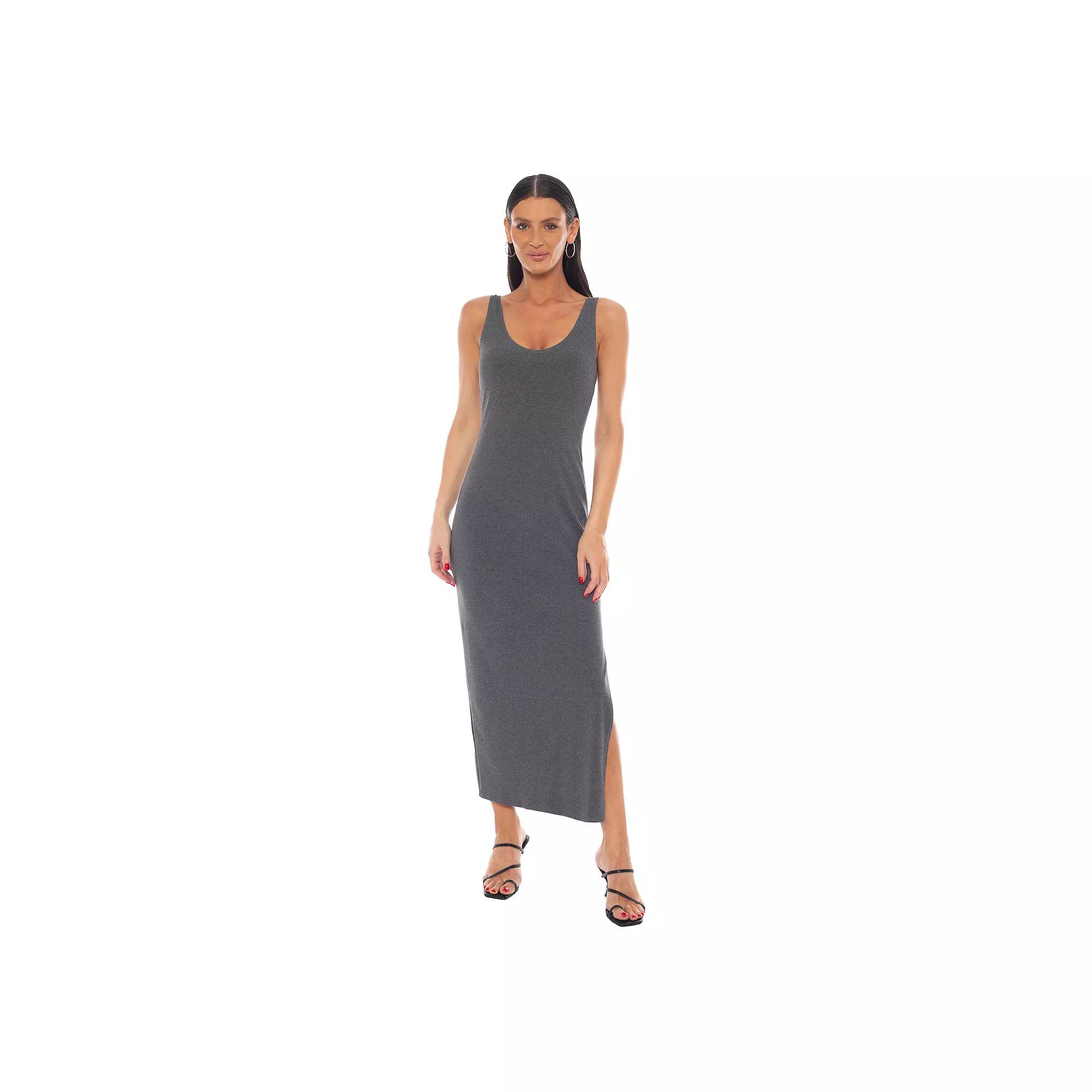 Women's bebe V-Neck Tank Rib Maxi Dress,  Product Image