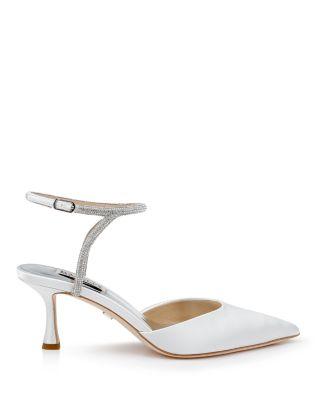 Women's Autumn Pointed Toe Pavé Embellished Mid Heel Pumps   Product Image