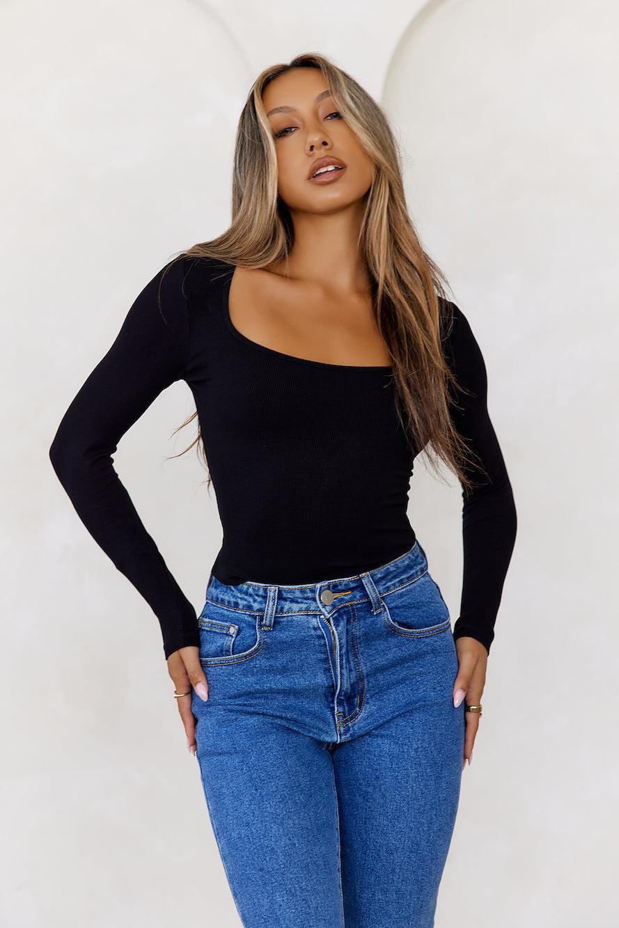 BASE Wear Now Ribbed Long Sleeve Top Black Product Image