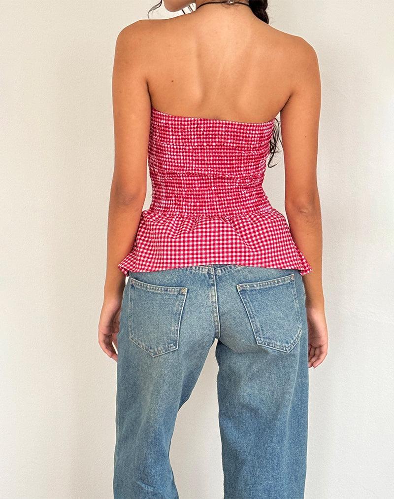 Soter Top in Red Gingham Female Product Image