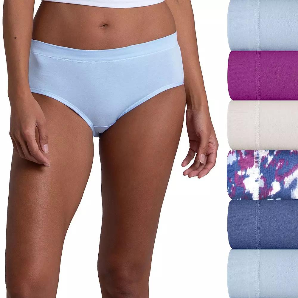 Womens Fruit of the Loom Signature 6-Pack Stretch Low-Rise Brief Panty Set 6DCSSLB Sweet Ivory Product Image