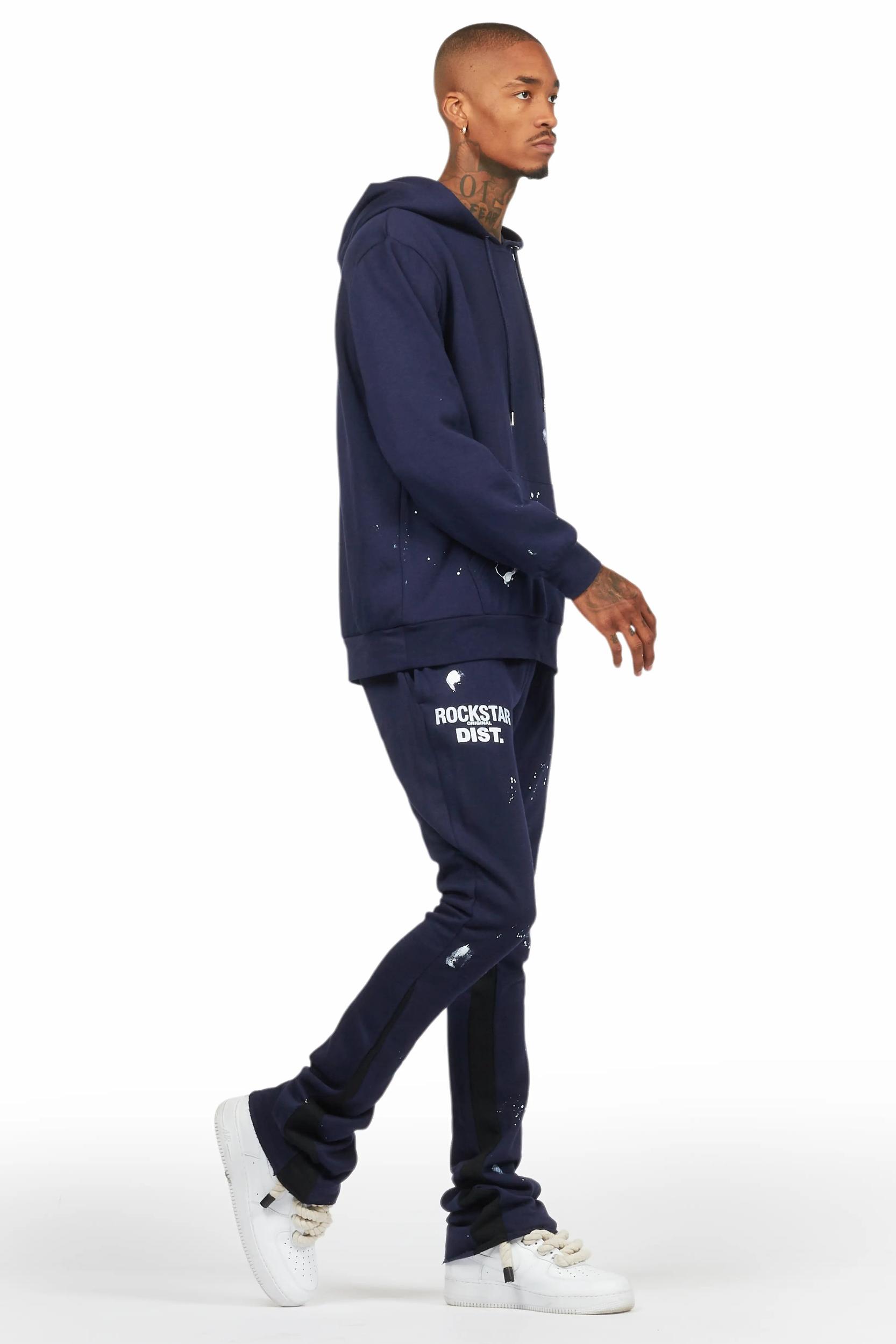 Raffer Navy Hoodie Flare Track Set Male Product Image