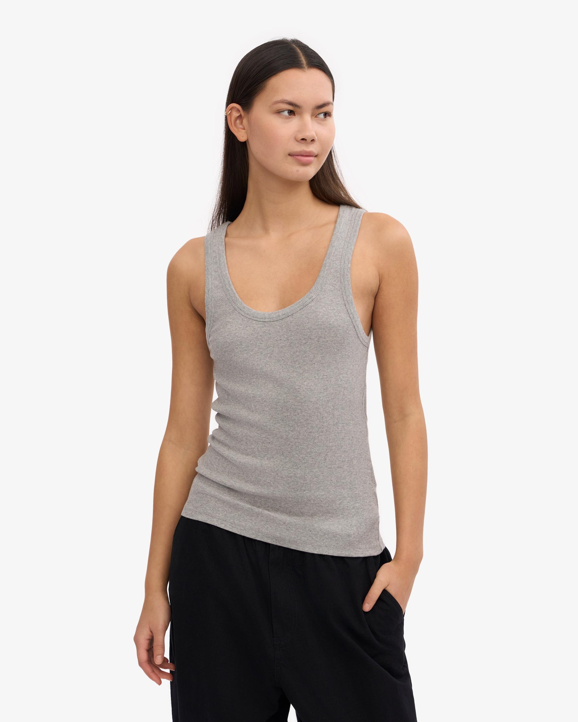 Women Organic Rib Tank Top - Heather Grey Product Image