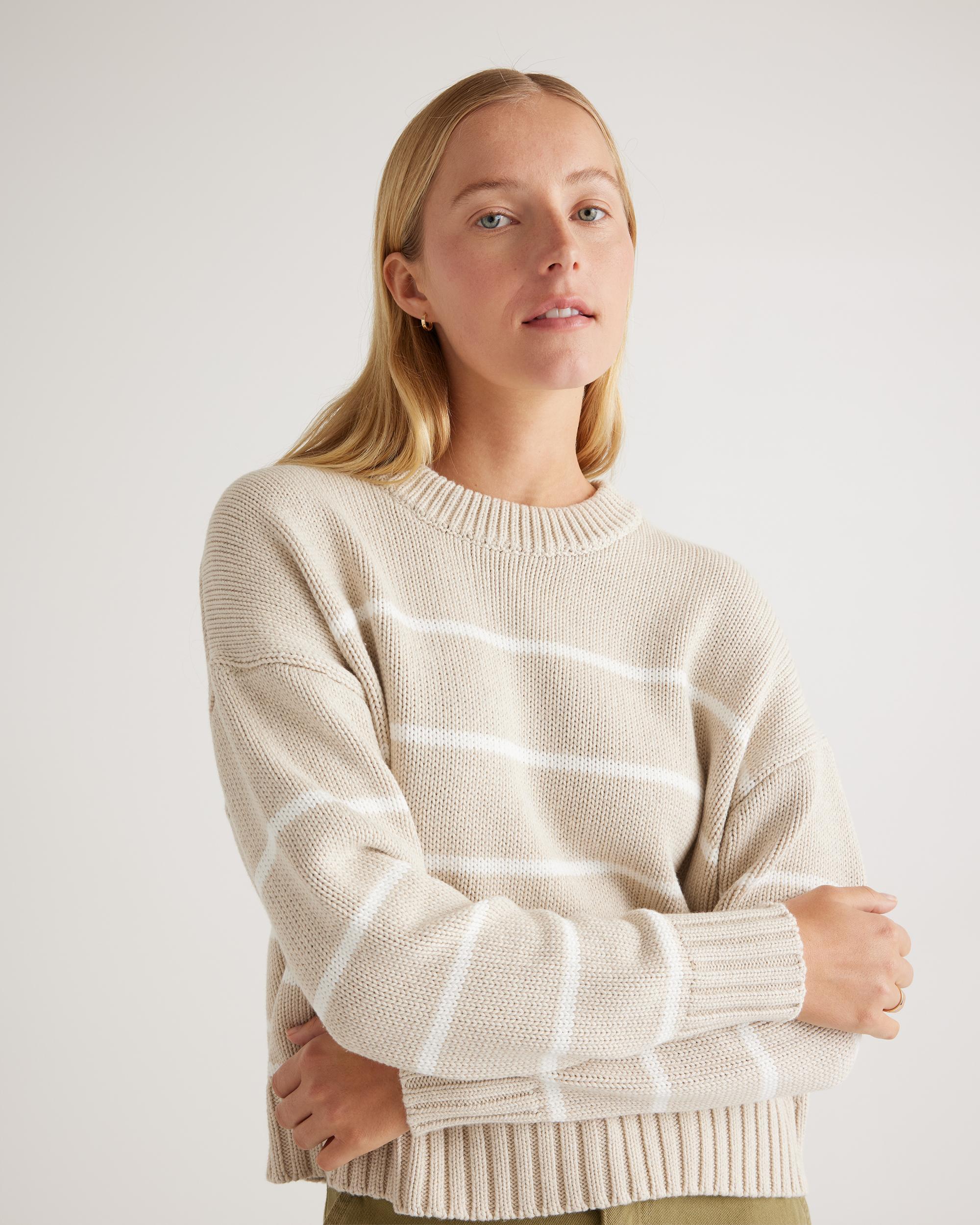 Quince | Women's Striped Crew Sweater Organic Cotton Product Image