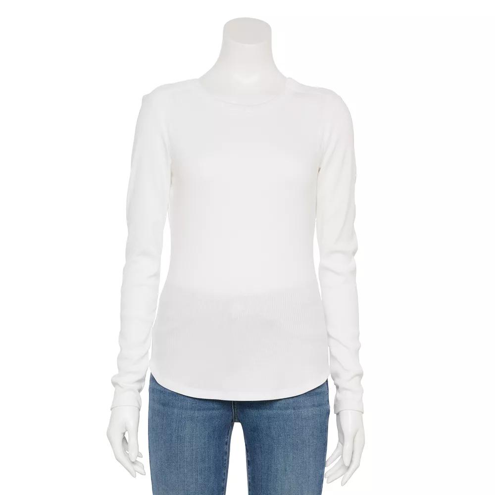 Women's Sonoma Goods For Life® Adaptive Rib Long Sleeve T-Shirt, Size: XS, Vital White Product Image