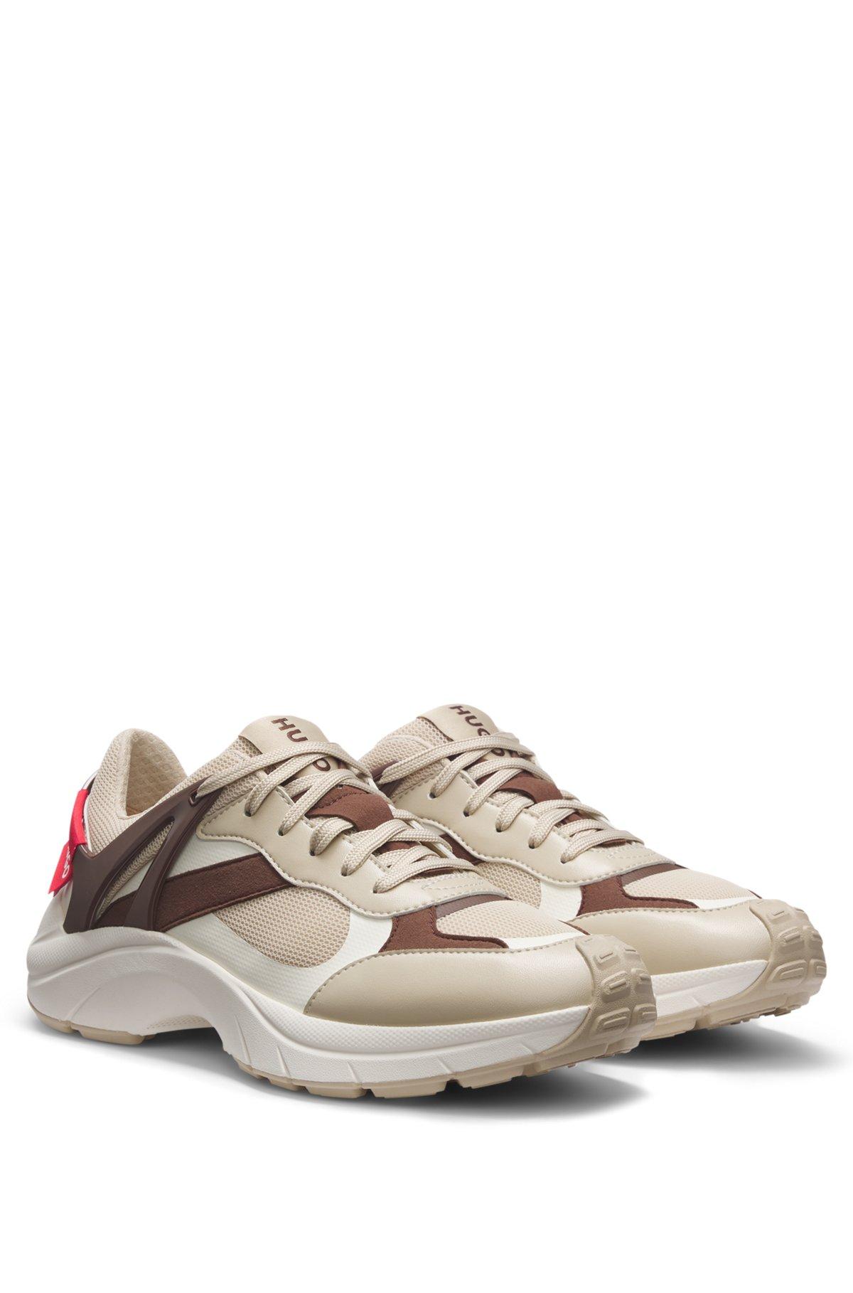 HUGO - Logo-backtab trainers with mesh details - Light Beige Product Image
