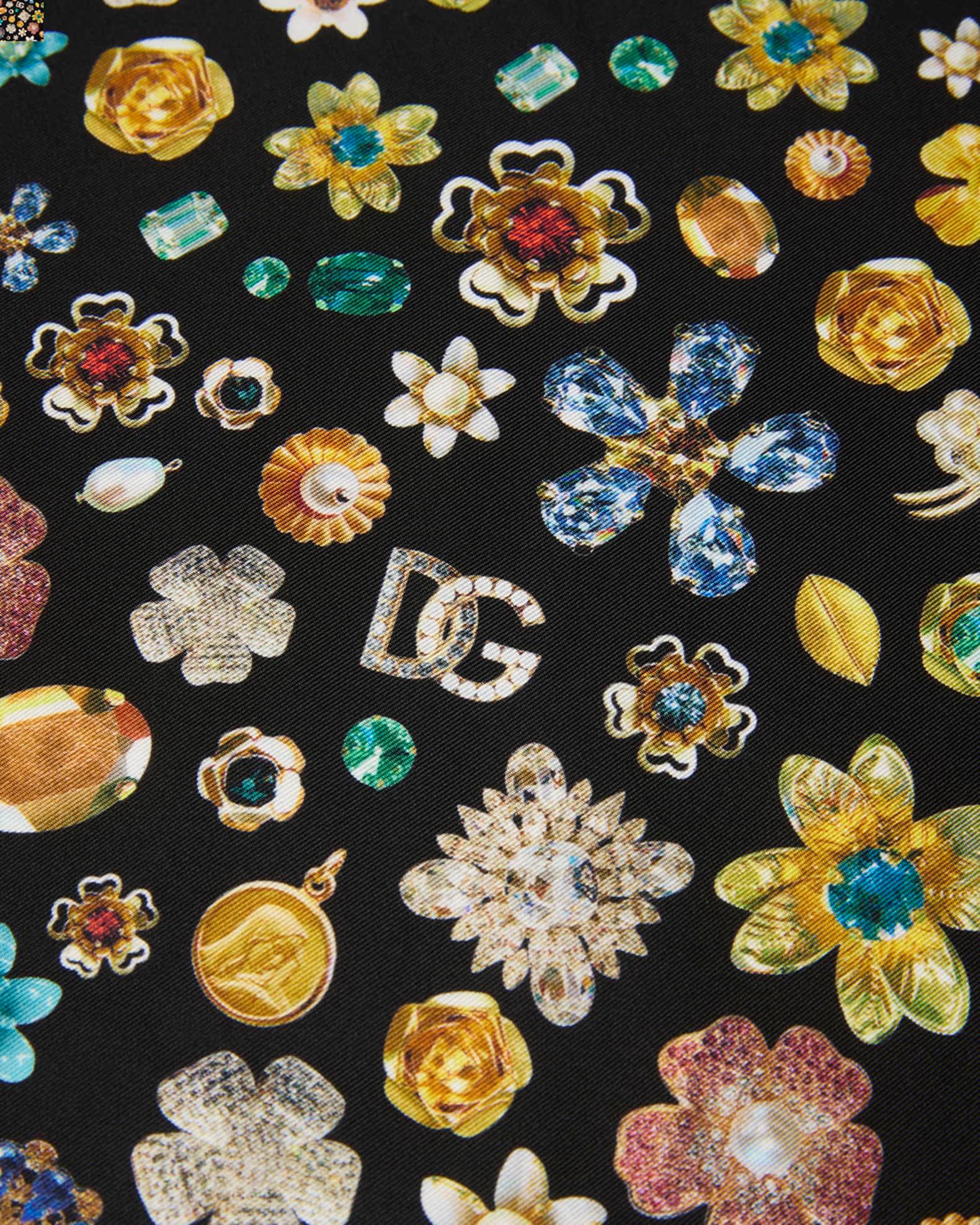 Floral Crystal Foulard Silk Scarf Product Image