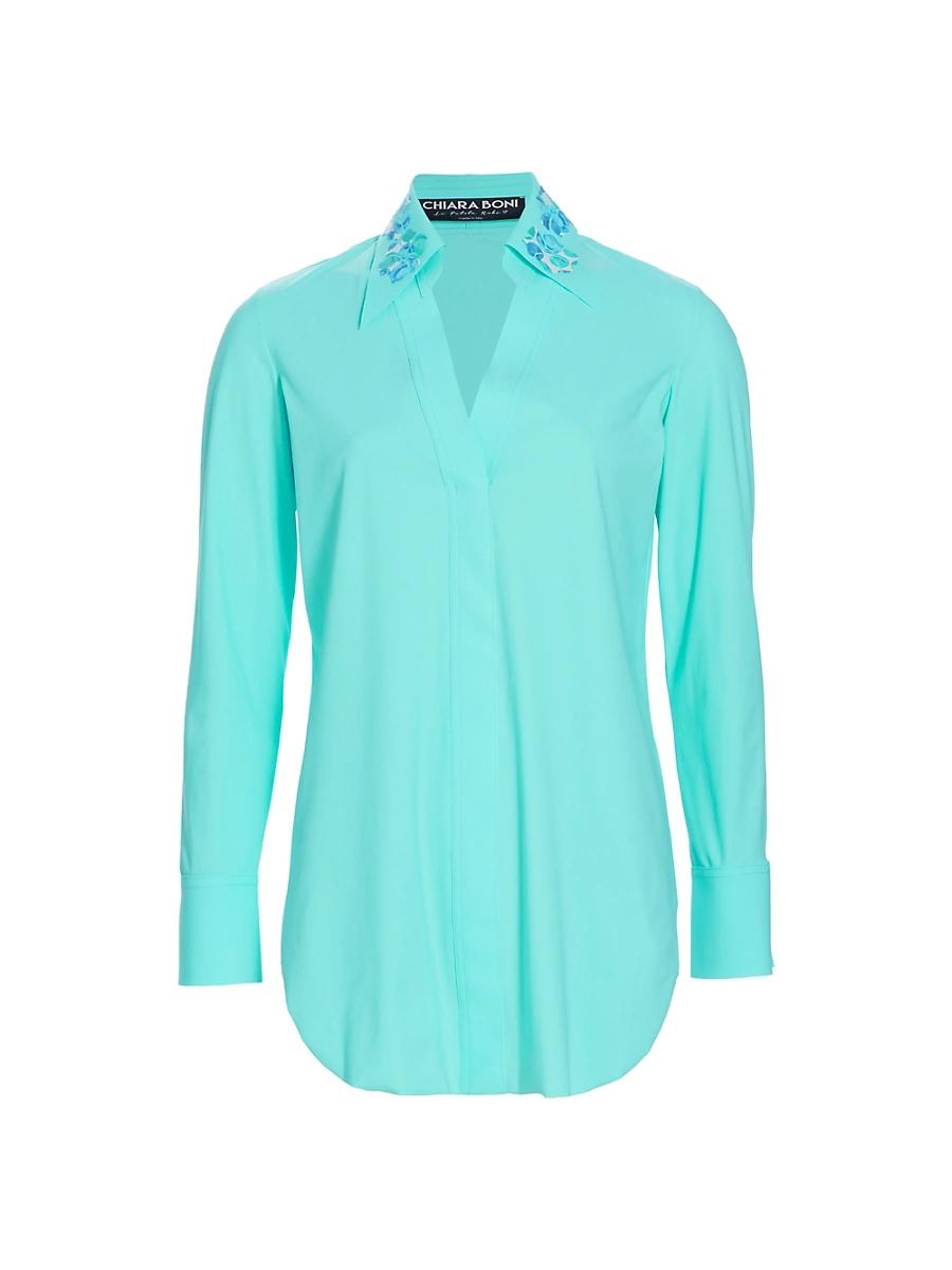 Womens Atena Floral-Embroidered Long-Sleeve Blouse Product Image