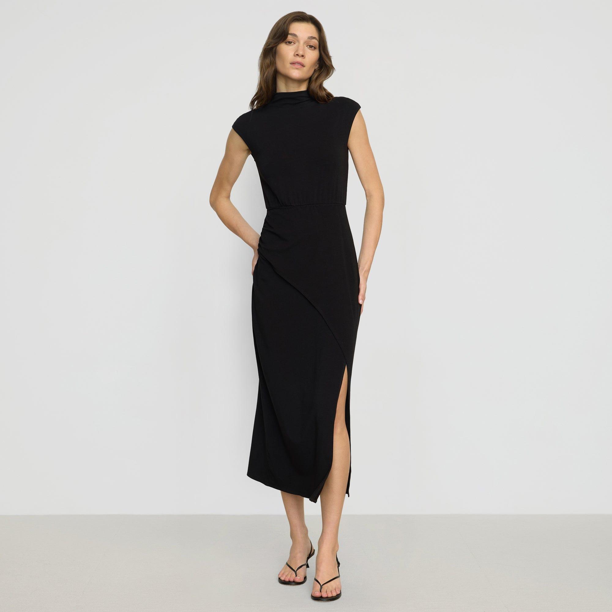 Yimei Mock-Neck Side-Slit Dress Product Image