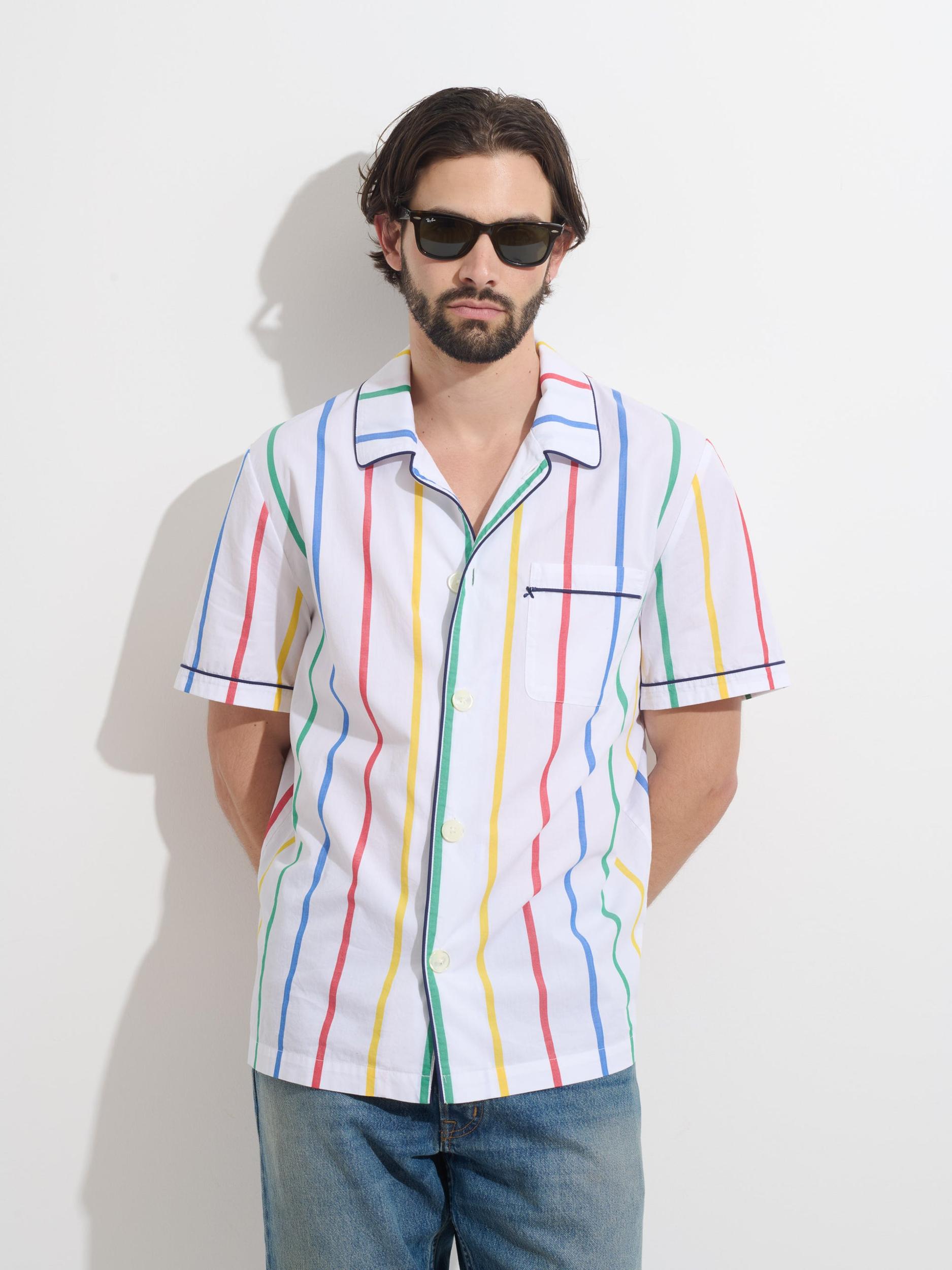 P'Jimmies Short Sleeve Sleep Shirt In Stripe Product Image