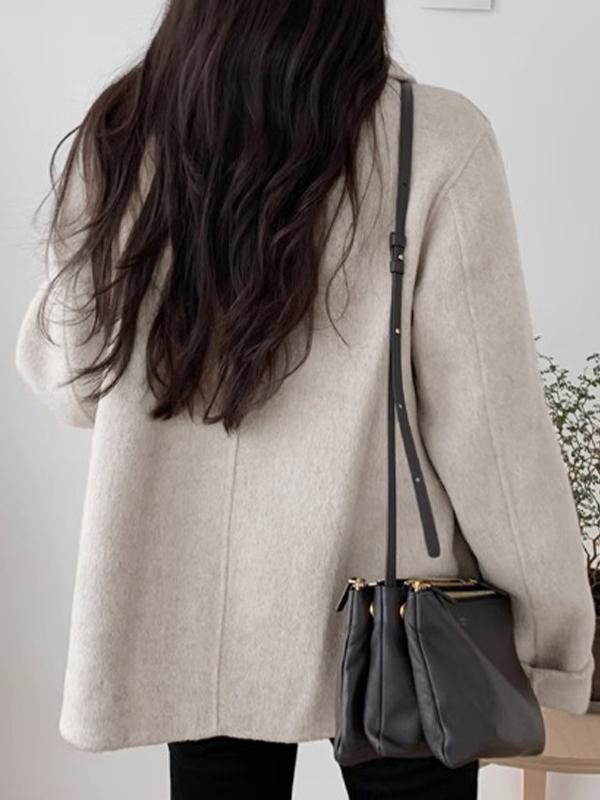 Shawl Collar Double Breasted Loose Jacket Product Image