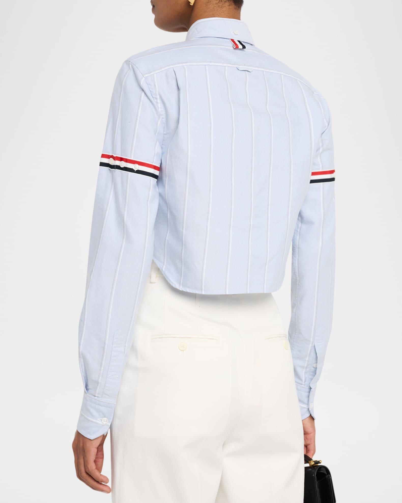 Striped Armband Crop Oxford Shirt Product Image