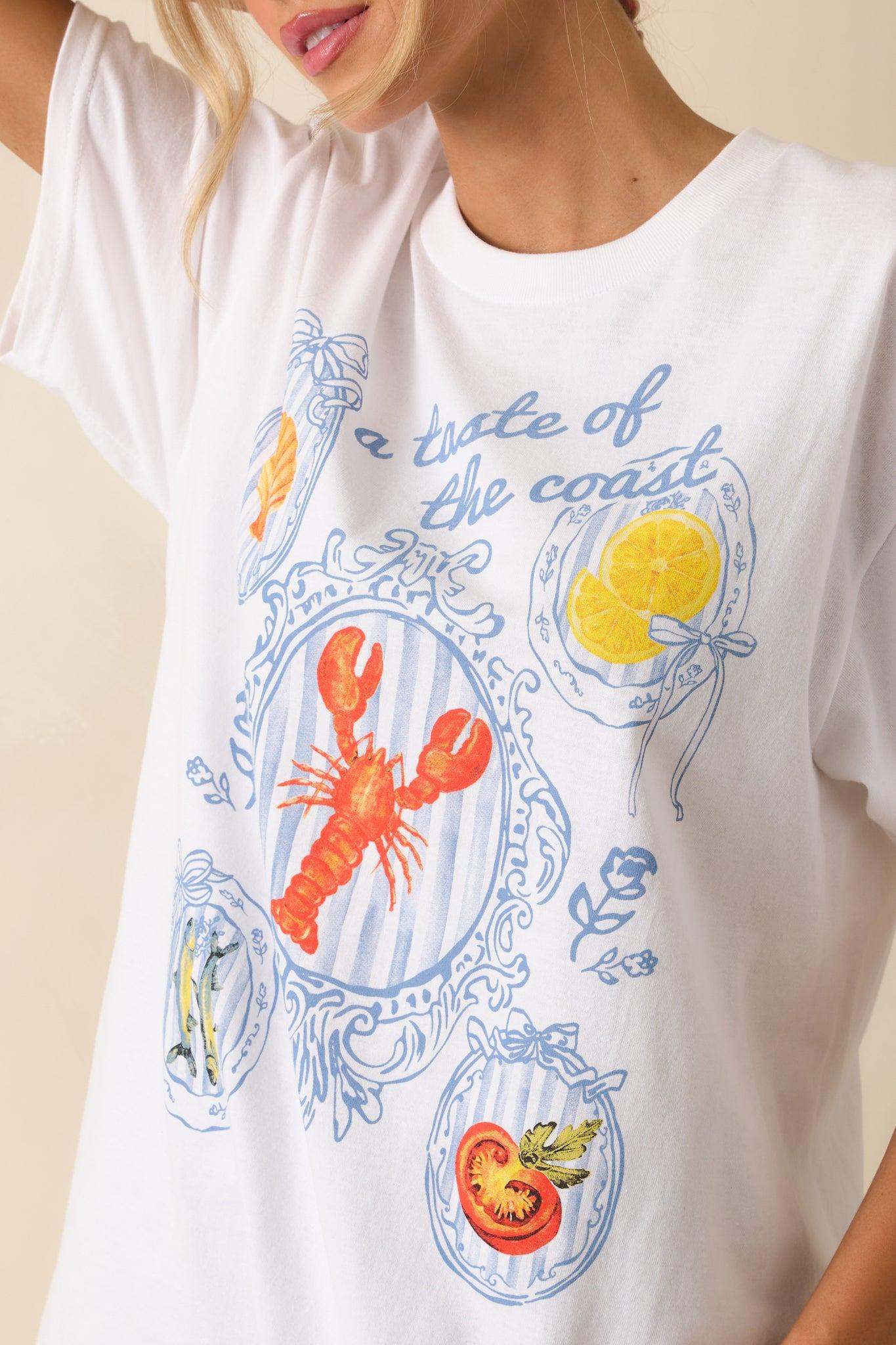 A Taste Of The Coast White Cotton Coastal Graphic Tee Product Image
