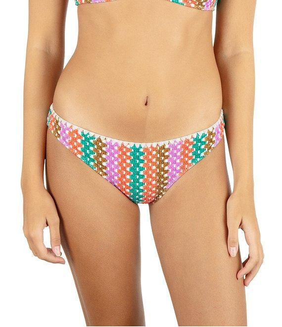 Hurley Stripe Crochet Scrunch Hipster Swim Bottom Product Image