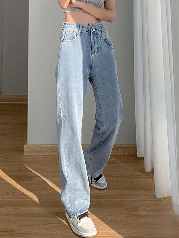 Irregular Design High Rise Boyfriend Jeans Product Image