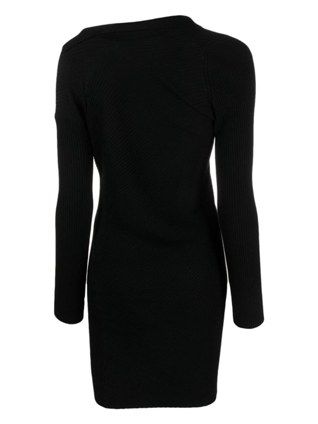 JACQUEMUS Colin Ribbed Knit Mini Dress With Belted Detail In Black Product Image