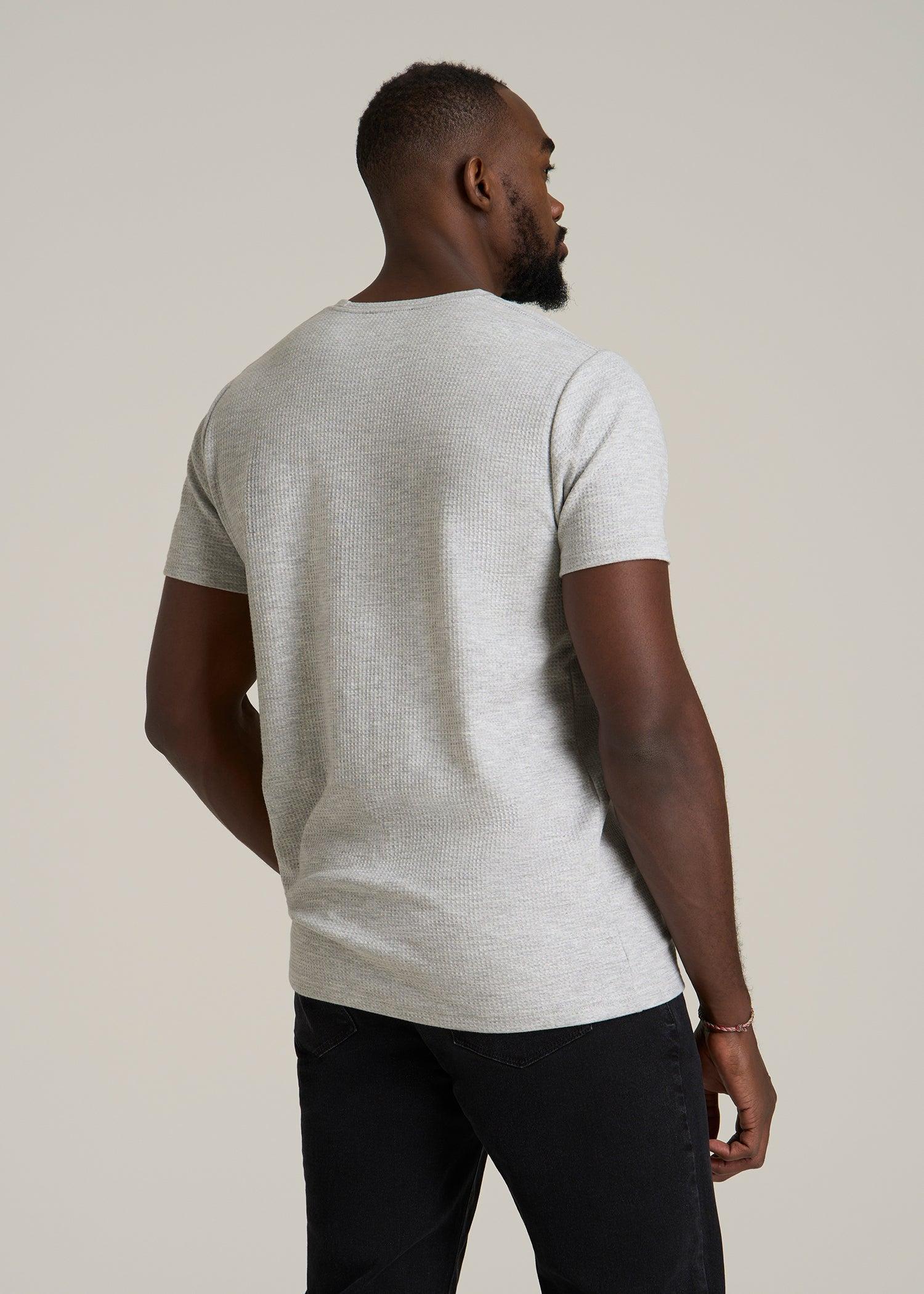 Cloud Knit Waffle Short Sleeve Tee for Tall Men in Light Heather Grey Male Product Image
