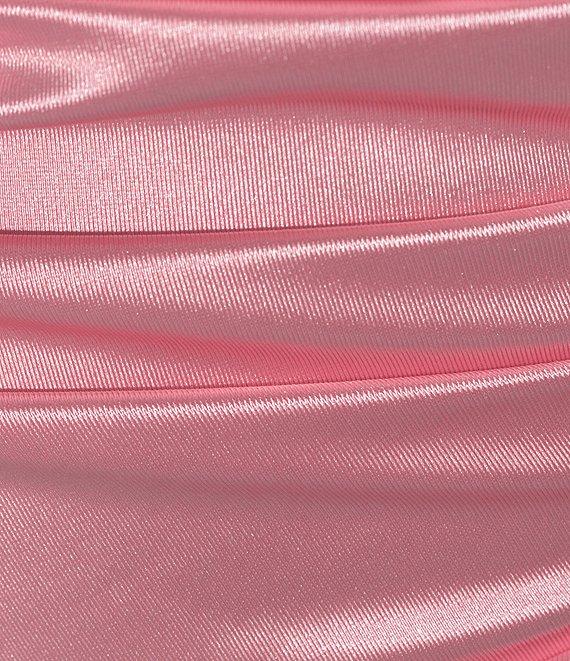 B. Darlin Spaghetti Strap V-Neck Shirred Satin Midi Dress Product Image