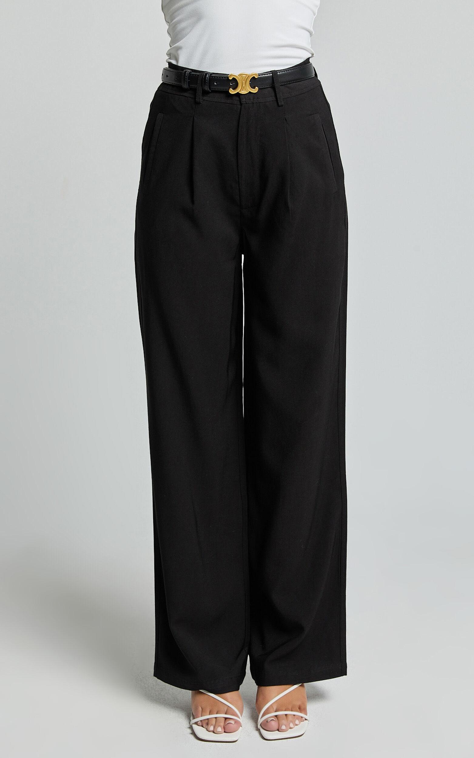 Augustus Pants - High Waisted Wide Leg Tailored Pants in Black Product Image