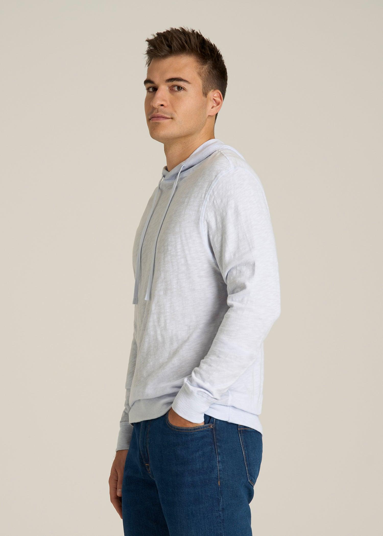 Sunwashed Slub Pullover Hoodie for Tall Men in Heathered Grey Male Product Image
