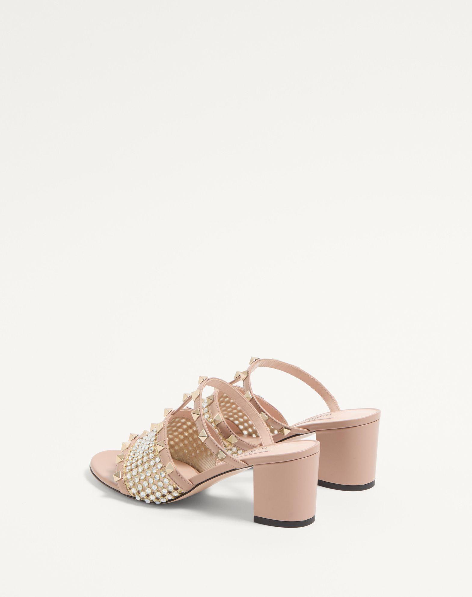 Rockstud Calfskin Slide Sandal With Strass Embroidery 60Mm Product Image