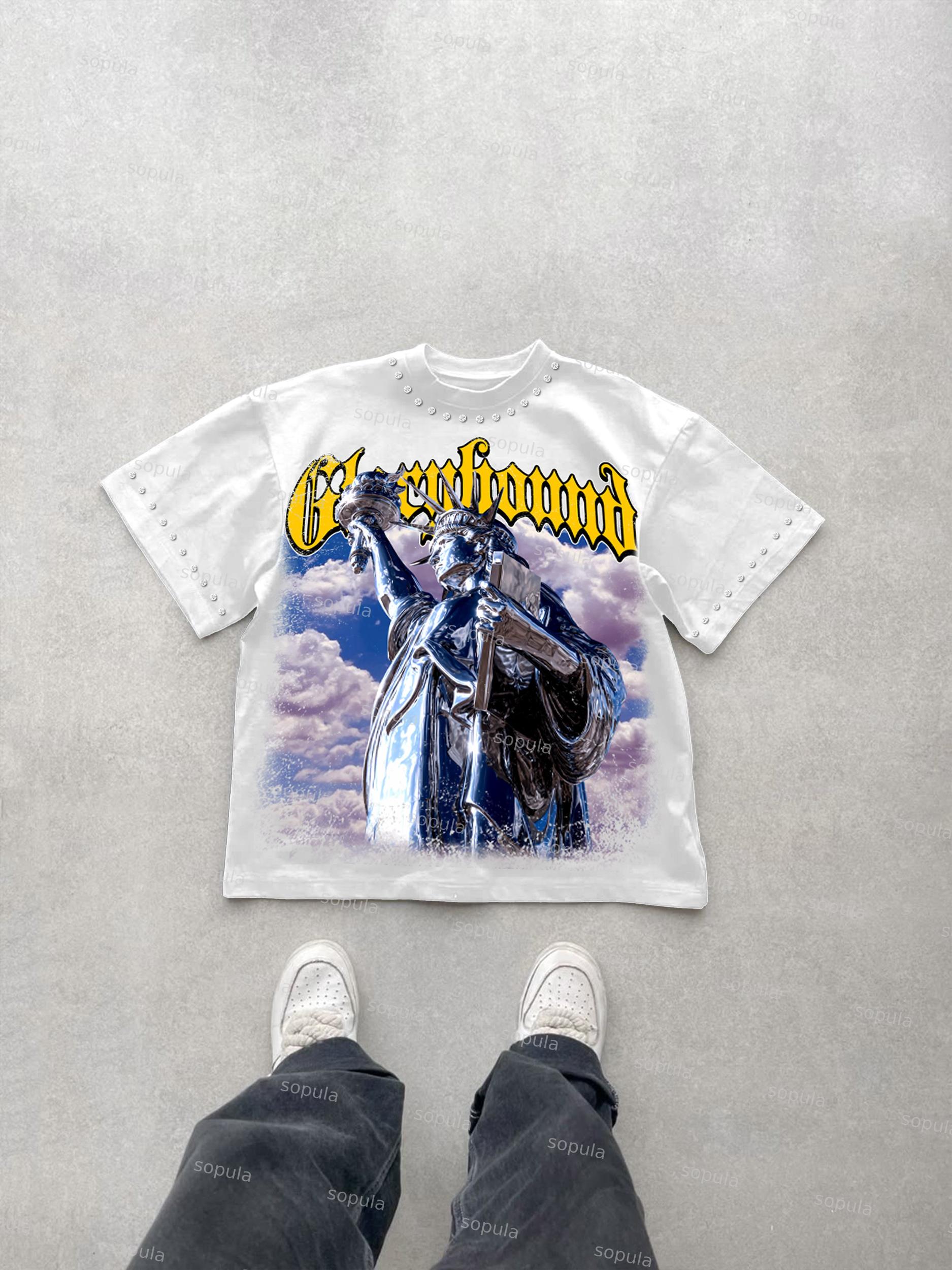 Glorybound Electroplated Coated Statue Of Liberty Vintage Graphic Cotton T-shirt Product Image