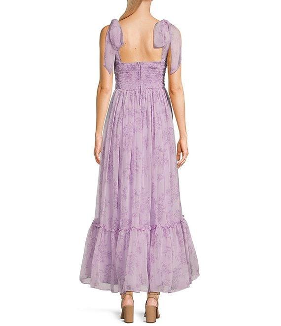 B. Darlin Wide Tie Strap Floral Printed Midi Dress Product Image