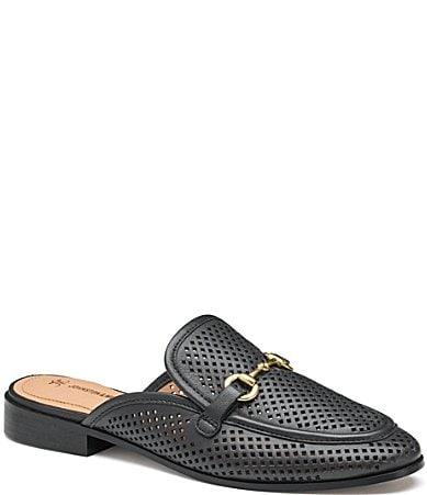 Johnston  Murphy Womens Ali Perforated Bit Buckle Mule Loafers Product Image