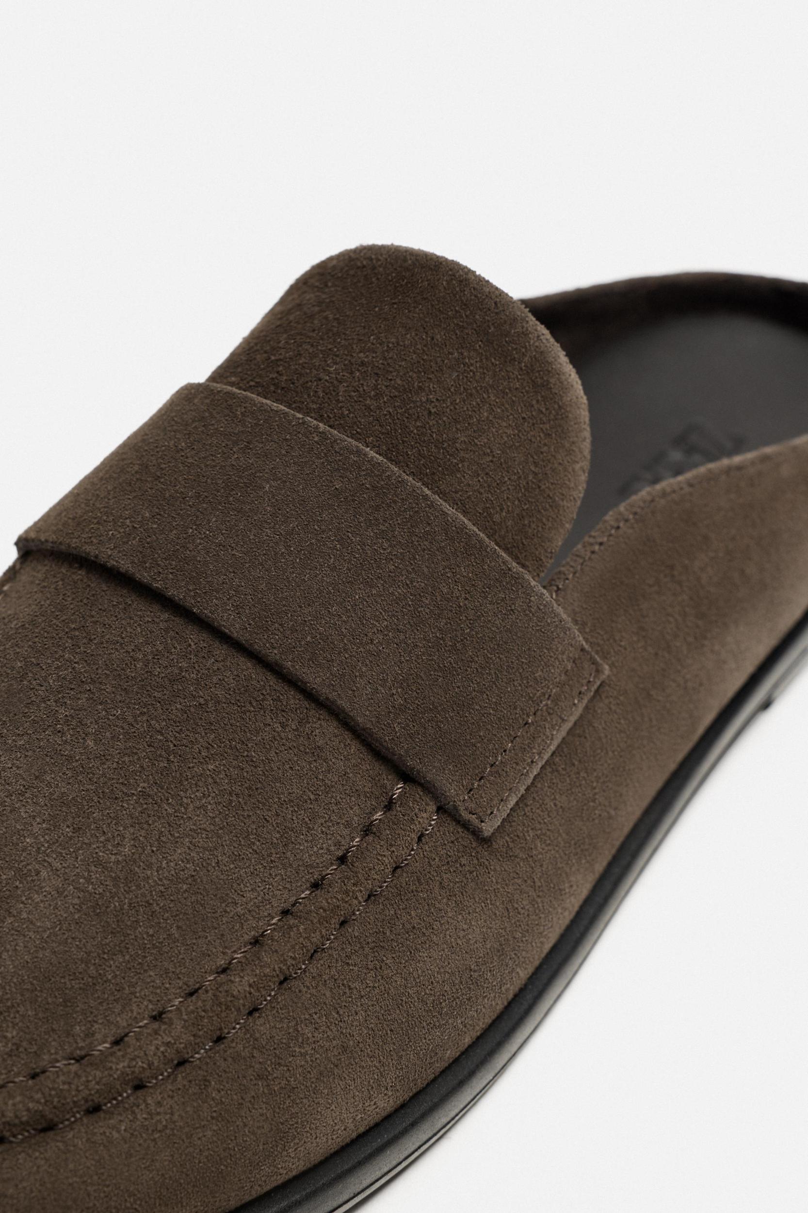 LEATHER OPEN BACK LOAFERS Product Image