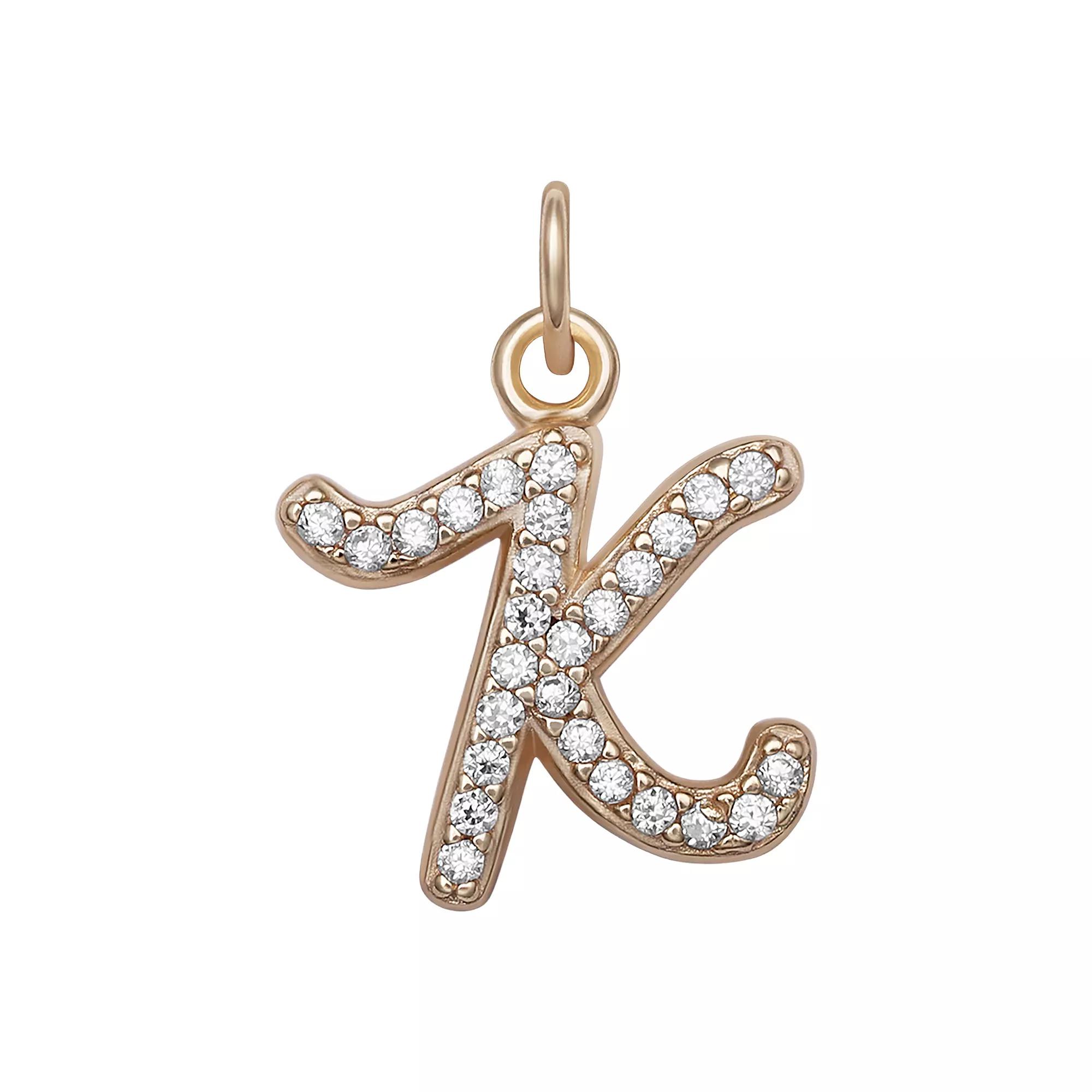 LC Lauren Conrad Sterling Silver Cubic Zirconia Initial Charm, Womens, Gold Tone O Product Image