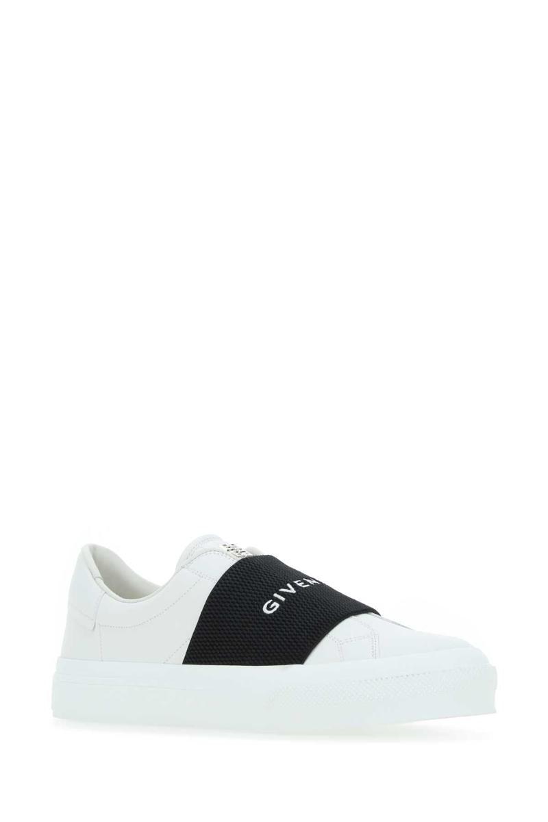 GIVENCHY Logo-embroidered Slip-on Leather Sneakers In White Black Product Image
