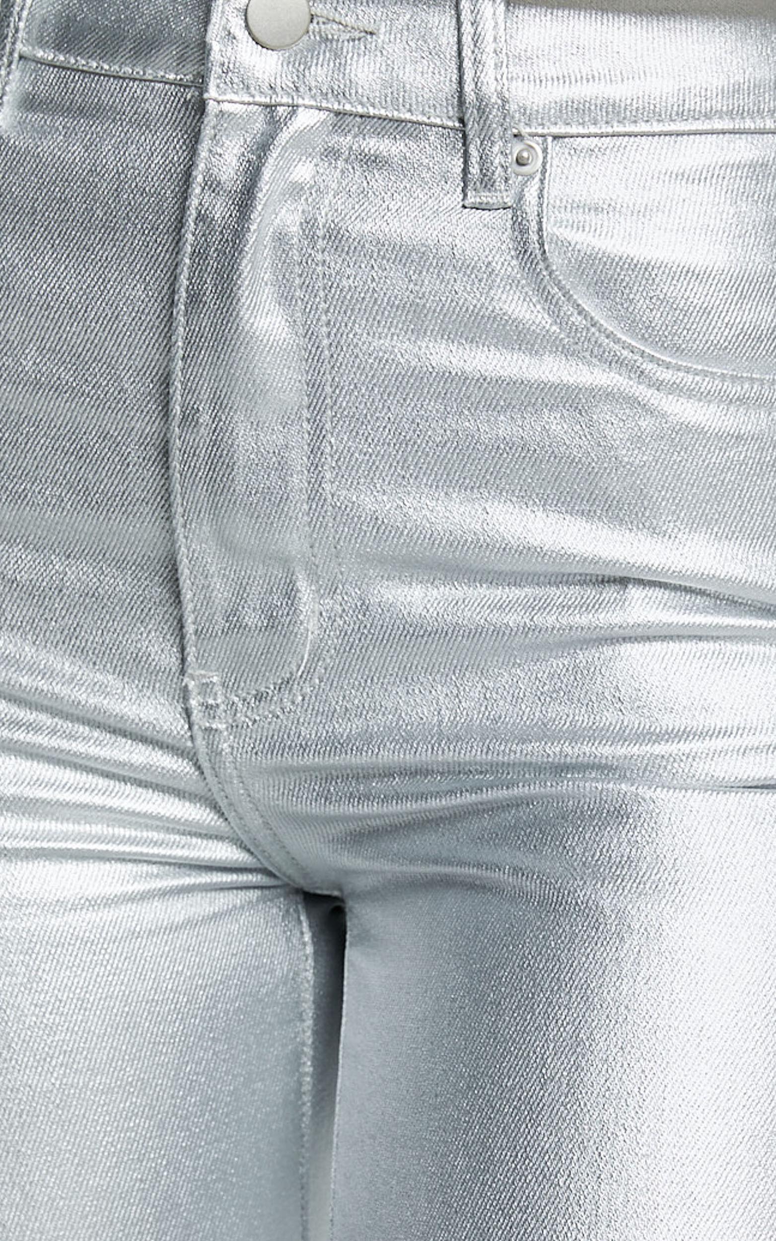 Addison Jeans - High Waisted Metallic Jeans in Silver Product Image