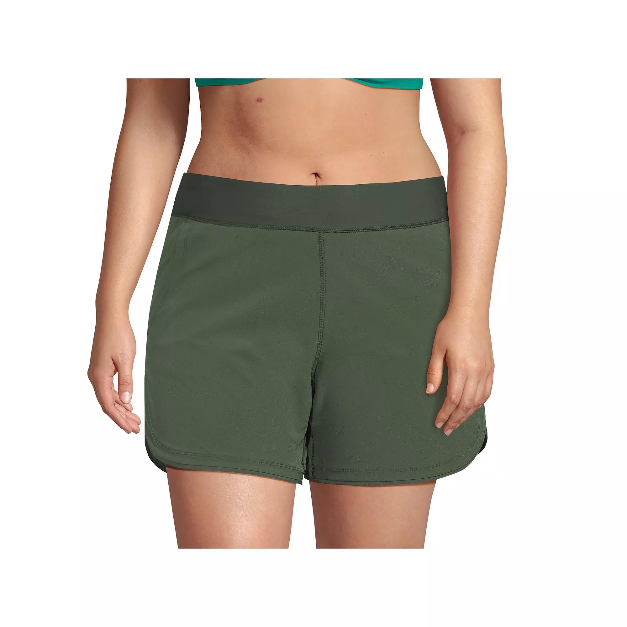 Plus Size Lands' End 5" Quick Dry Swim Shorts With Panty, Women's, Size: 24 W, Rich Olive Green Product Image