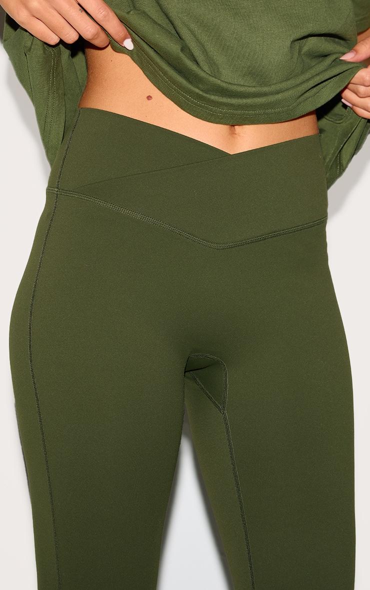 Khaki Sculpt Wrap Waist Yoga Pants Product Image