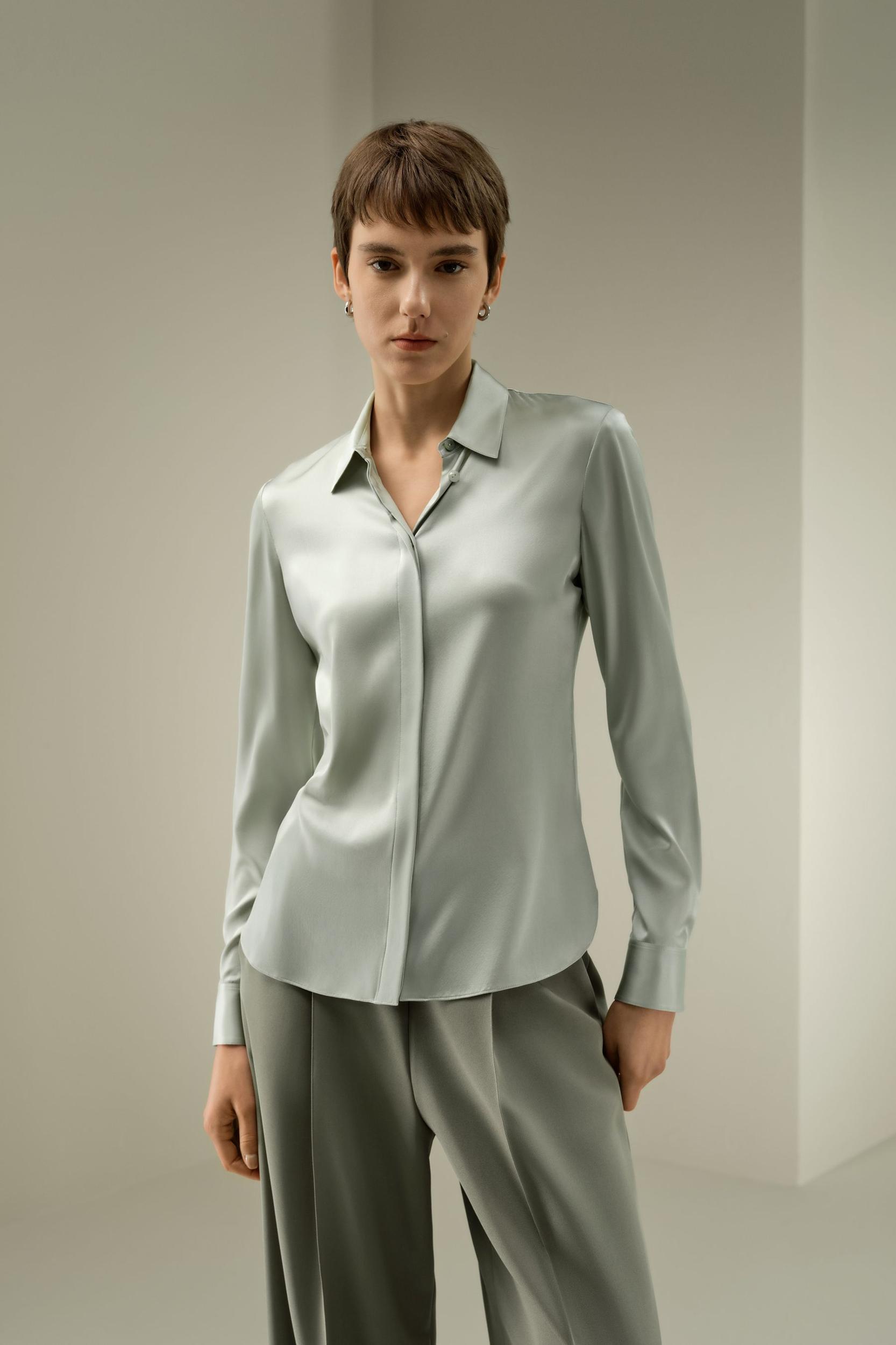 Elegant Silk Slim Fit Shirt Product Image
