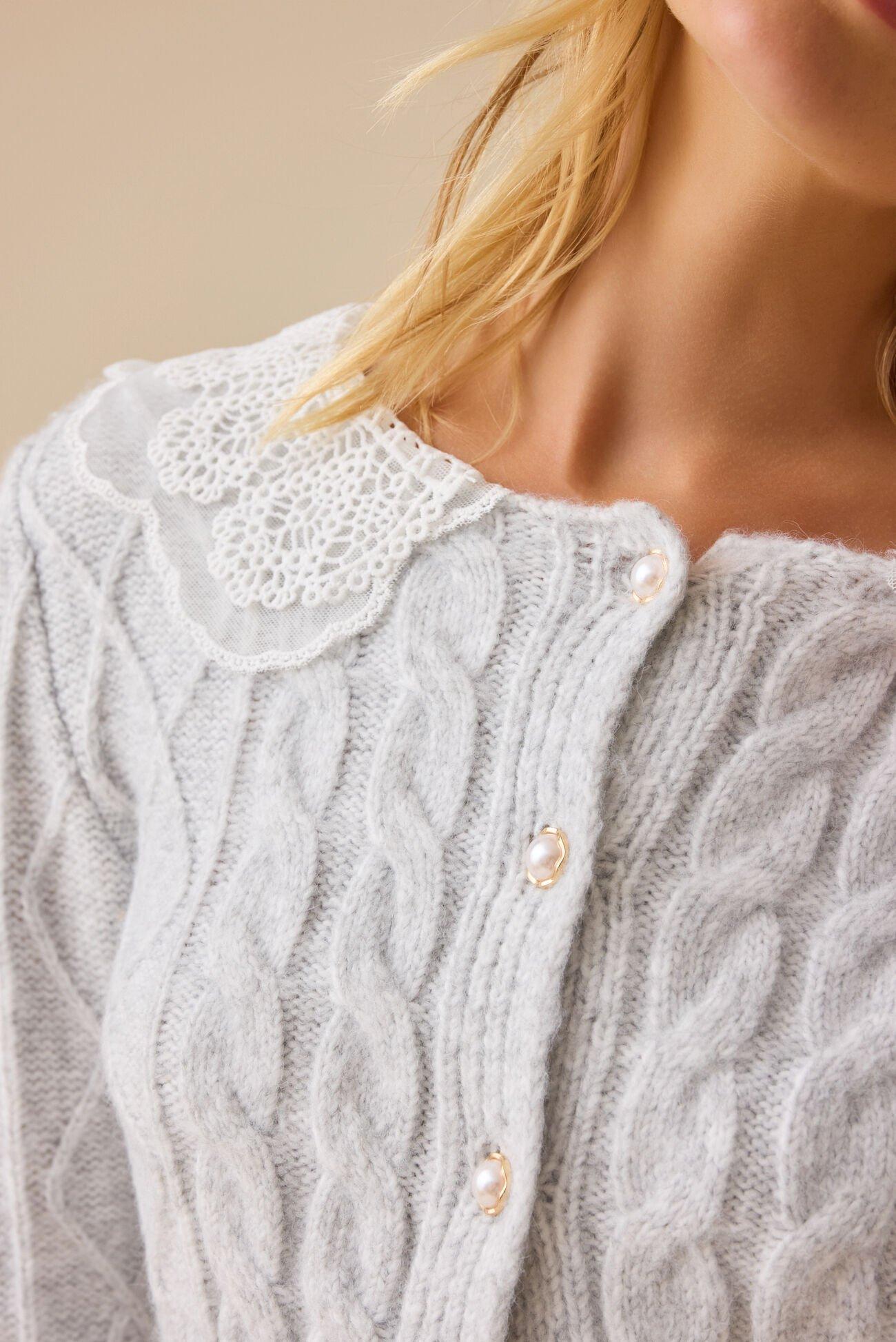 Amiee Lace Collar Cardigan Product Image