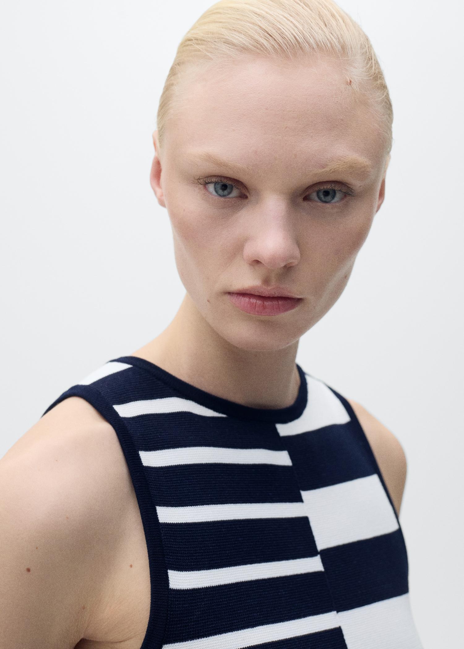 Knitted dress with combined stripes - Women | MANGO USA Product Image