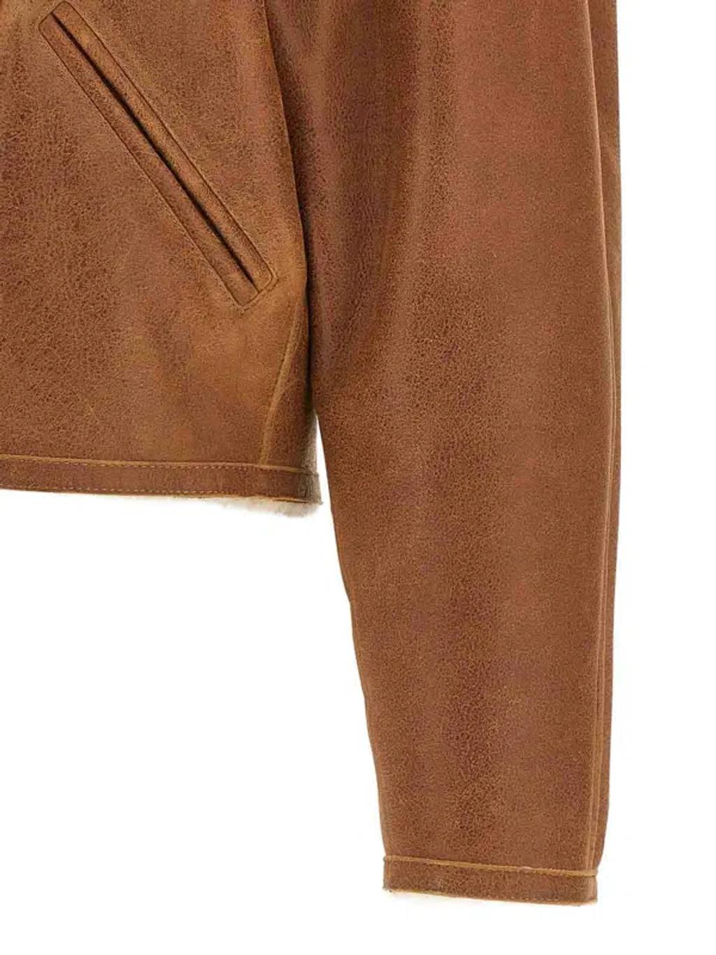 ISABEL MARANT Cropped Jacket In Smooth Lambskin In Brown Product Image