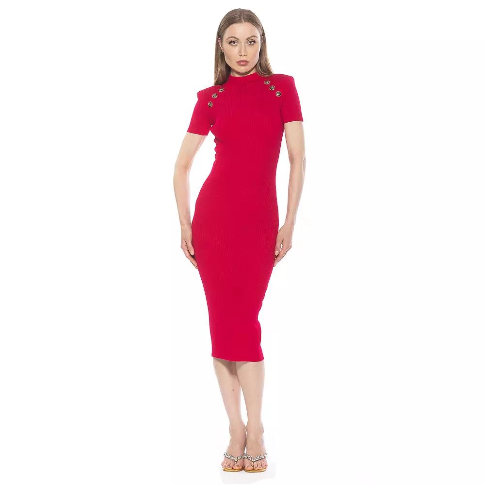 Women's ALEXIA ADMOR Adara Short Sleeve Mock Neck Midi Dress,  Product Image