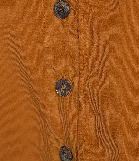 Bryn Walker Wide Collared Long Sleeve Adjustable Tie Button Front Corduroy Jacket Product Image