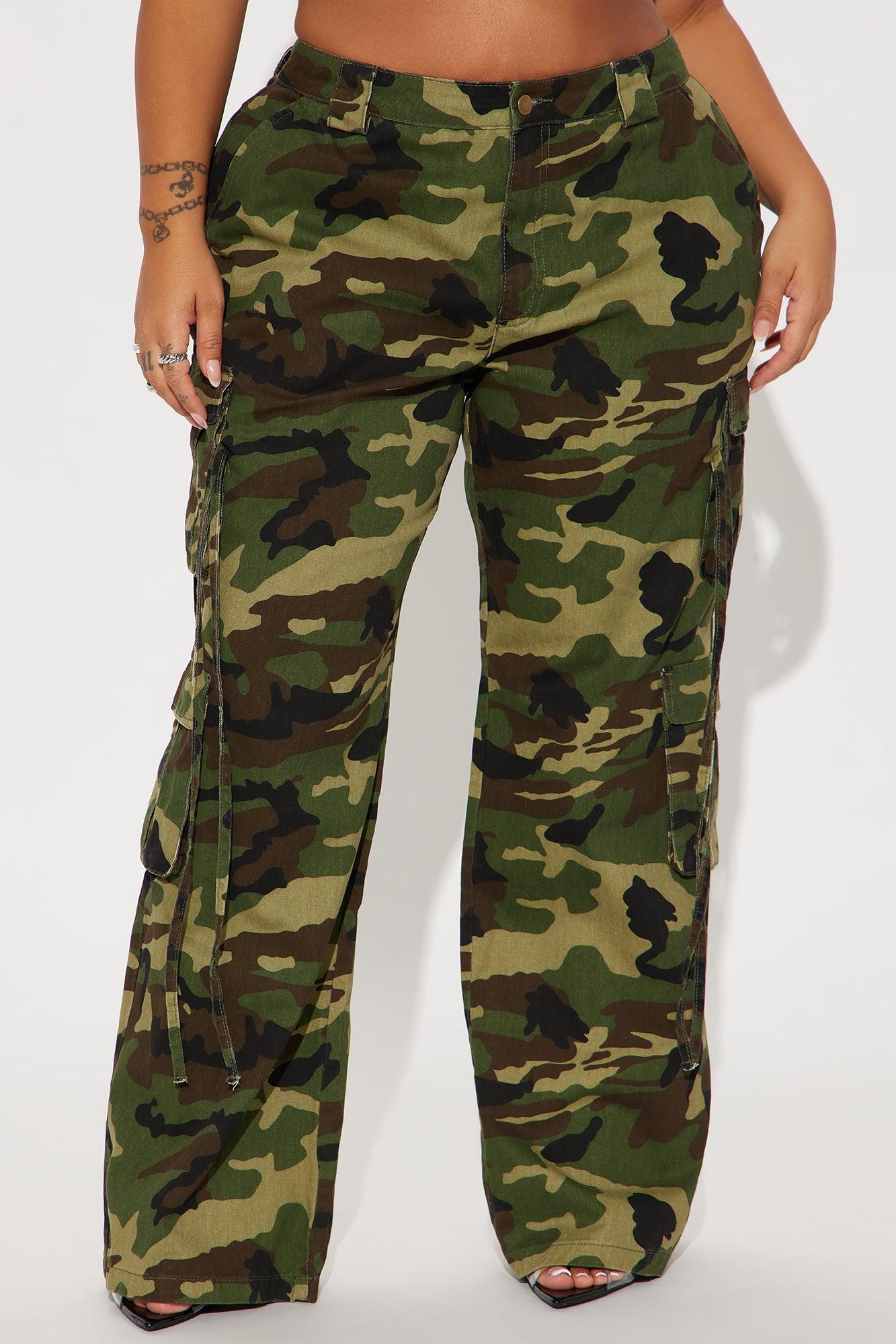 Golden Hour Wide Leg Camo Cargo Pant - Olive/combo Product Image