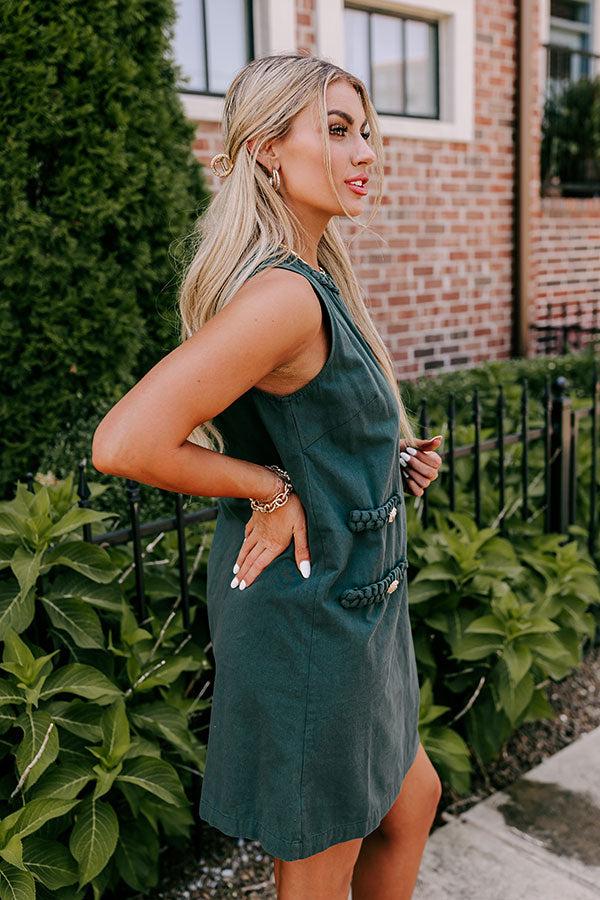 Apple Cider Sippin Mini Dress in Hunter Green Product Image