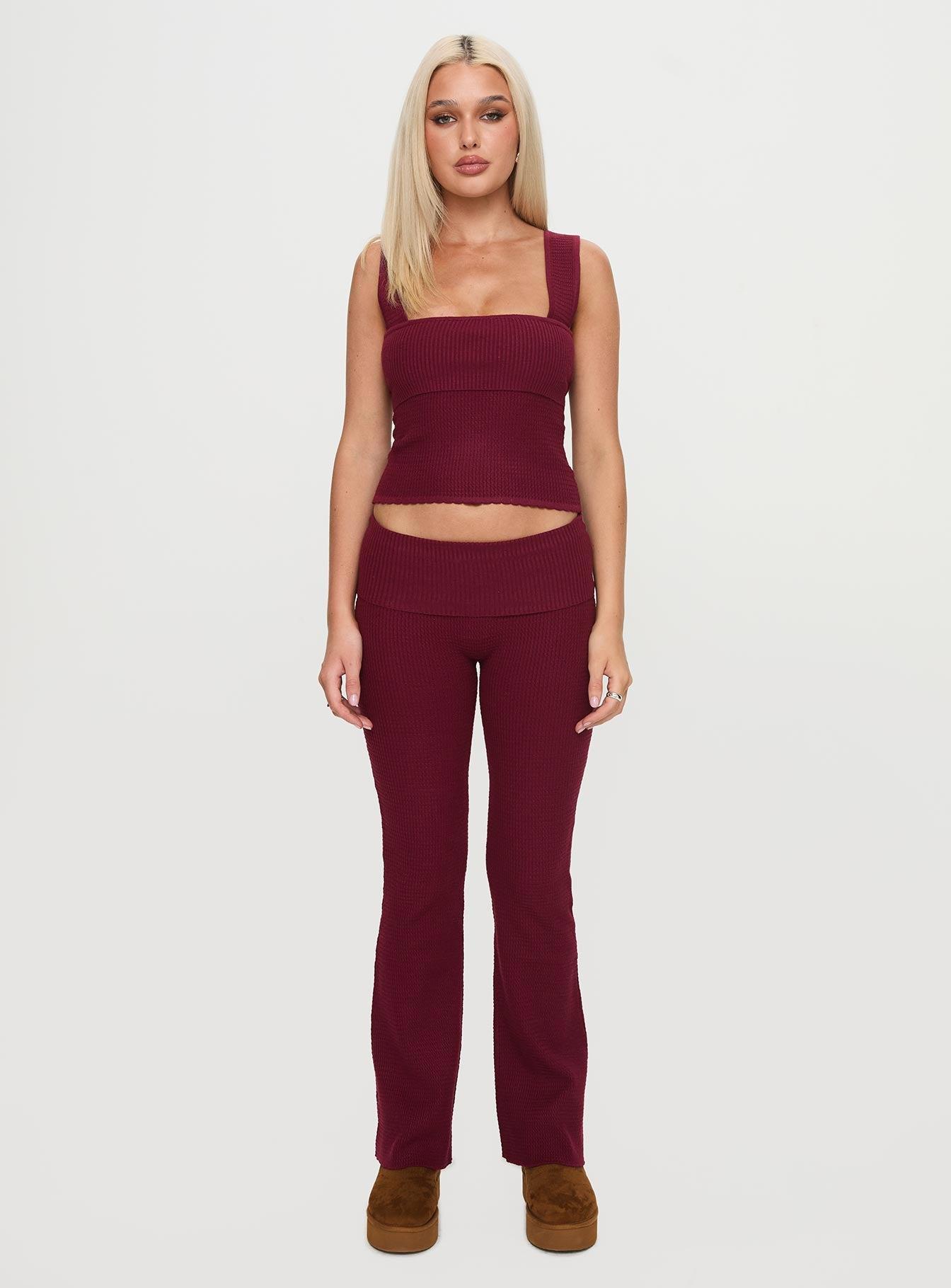 Mooring Square Neck Top Maroon Product Image